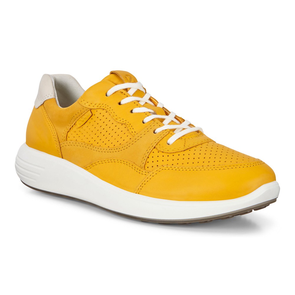 ECCO Sneakersy Damskie - Soft 7 Runner - Żółte/Białe - NKVXSE-186